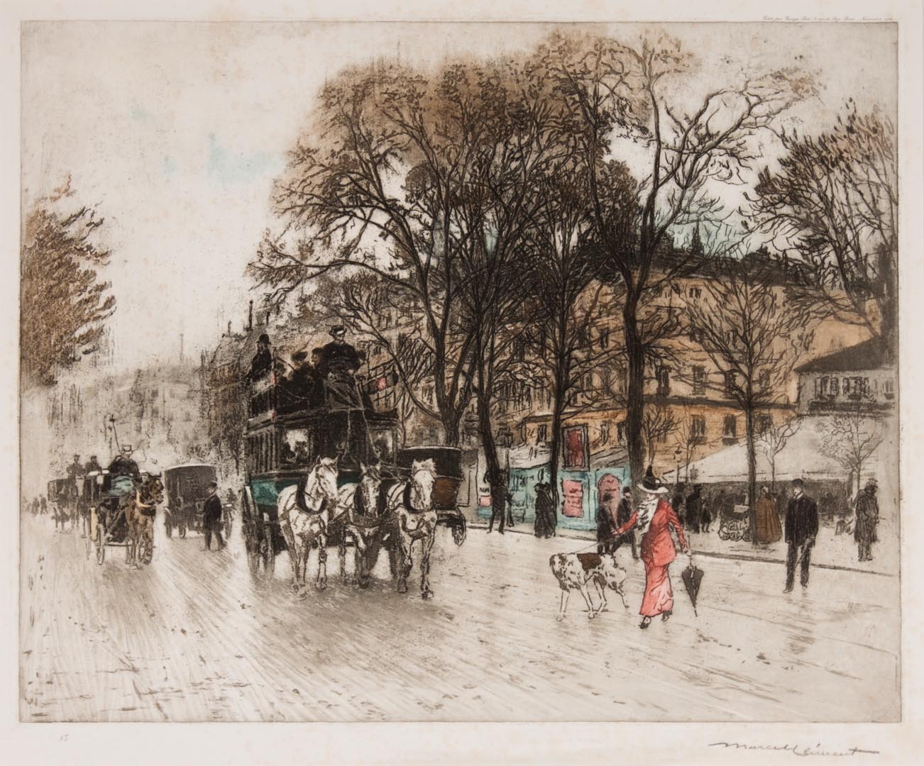 Appraisal: A J Marcel-Clement Paris Street Scene aquatint Amedee Julien Marcel-Clement