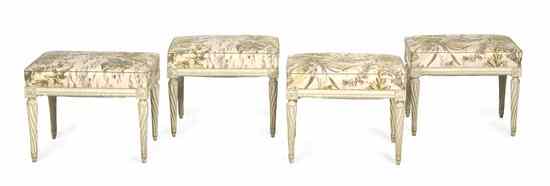 Appraisal: A Set of Four Louis XVI Style Painted Tabourets each