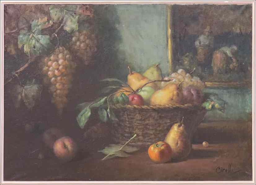 Appraisal: CIRELLI TH CENTURY STILL LIFE WITH FRUIT BASKET Oil on