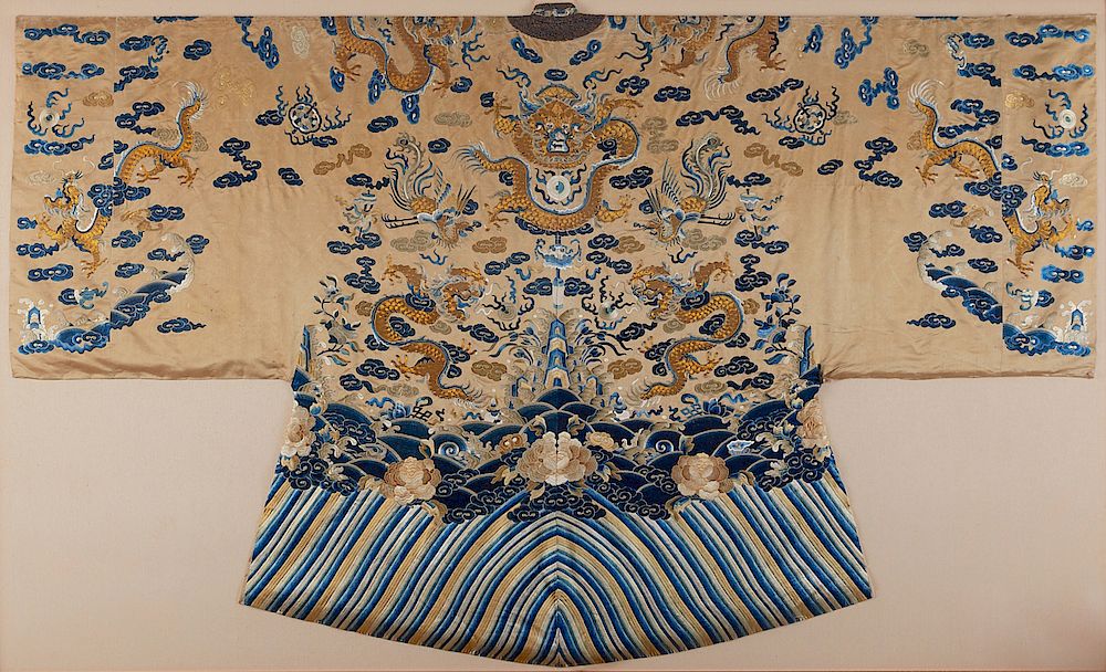 Appraisal: One Large th c Chinese Embroidered Robe A very fine