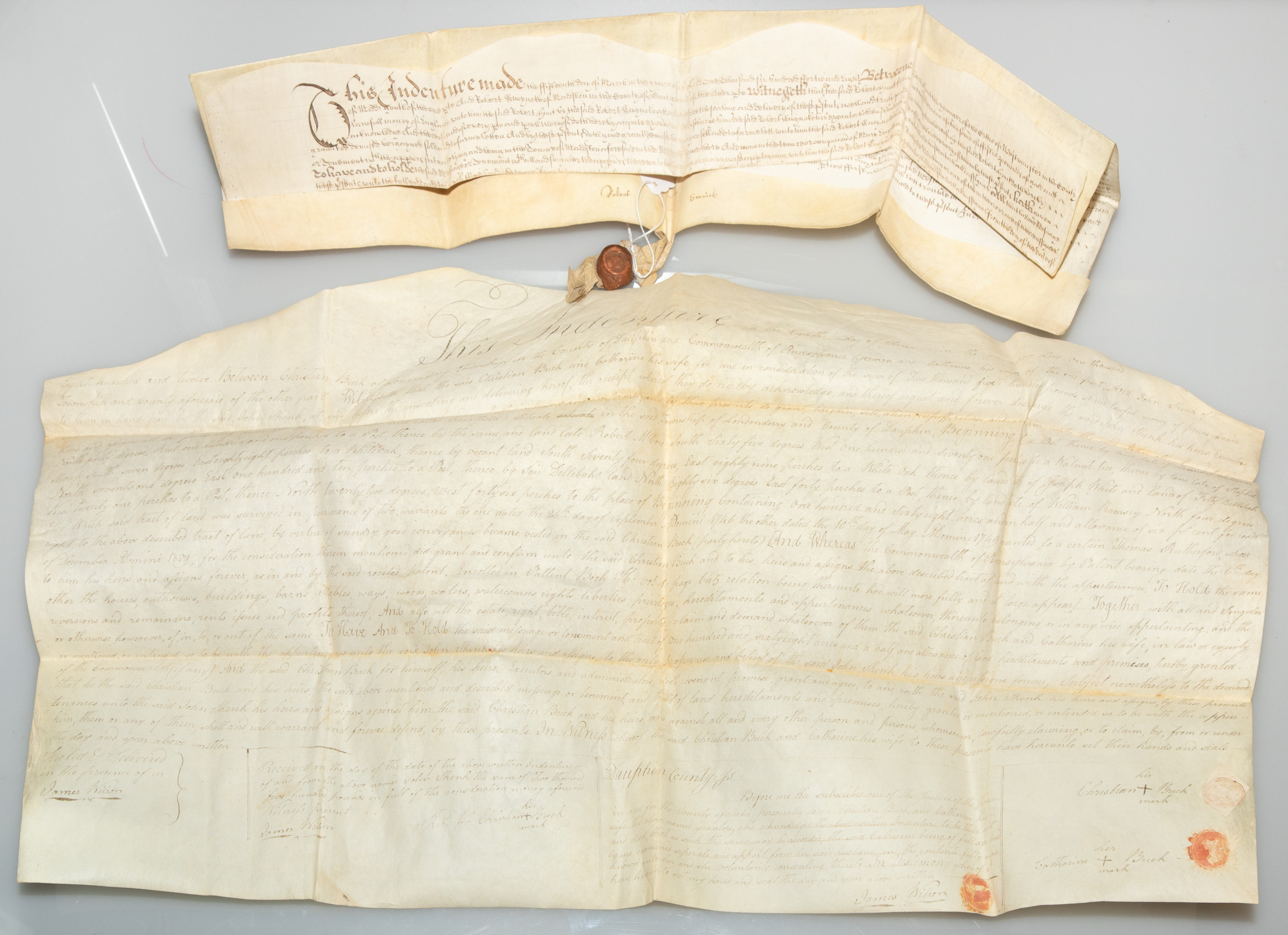 Appraisal: THREE EARLY INDENTURES Including an English agreement for the sale