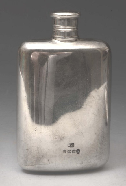 Appraisal: A SMALL SILVER HIP FLASK grams