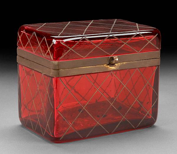 Appraisal: A Bohemian red glass table box early th century Of