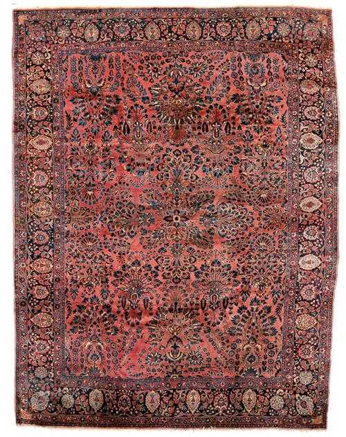 Appraisal: SAROUGH old Dusky pink ground entirely patterned with floral motifs