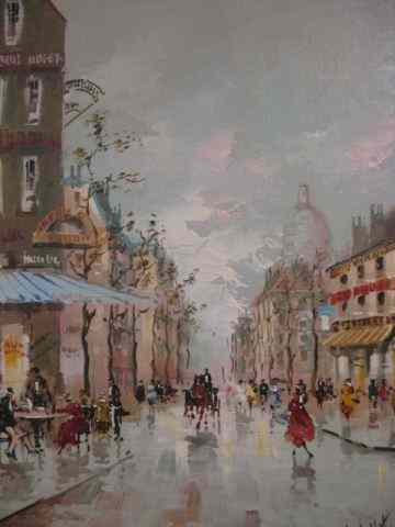 Appraisal: Antonio DeVity Oil Paris Street Scene cafe to left well