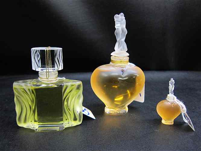 Appraisal: THREE LALIQUE FLACON COLLECTION PERFUMES set of ''Amour '' edition