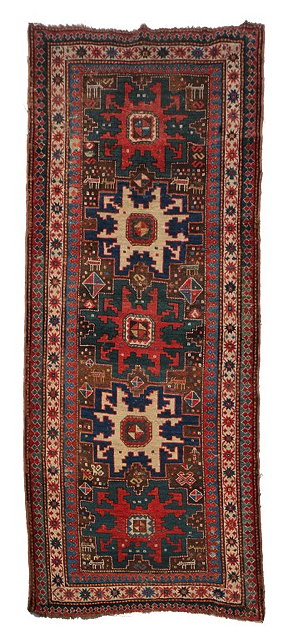 Appraisal: A CAUCASIAN GENJE RUNNER with a central motif of two