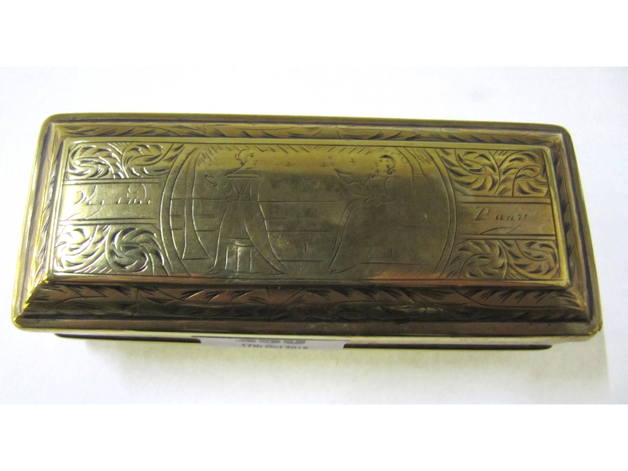 Appraisal: A Dutch brass tobacco box