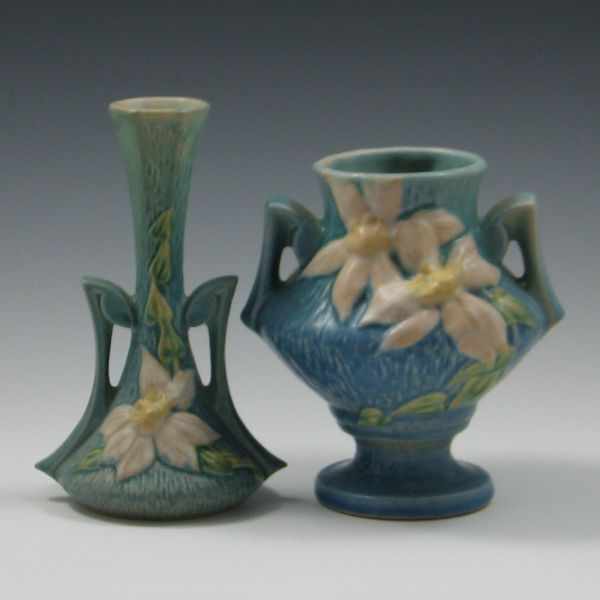 Appraisal: Roseville Clematis Bud Vase and Vase bud vase marked Roseville