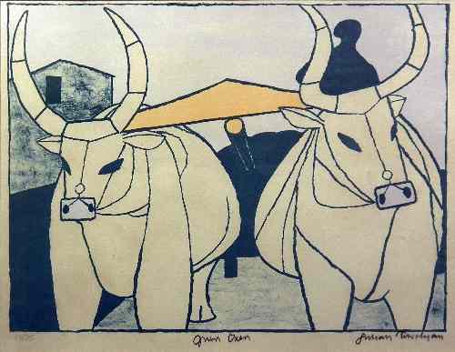 Appraisal: Julian Trevelyan - - Lithograph in colours - ''Green Oxen''