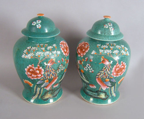 Appraisal: Pair of Chinese porcelain covered urns h