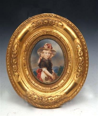 Appraisal: AN ANTIQUE OVAL MINIATURE PORTRAIT on ivory of a young