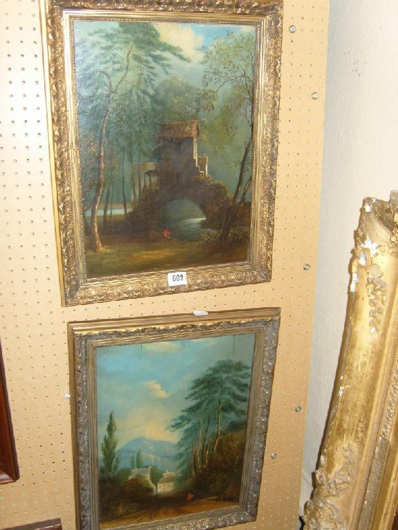 Appraisal: A pair of th century oil paintings on board of