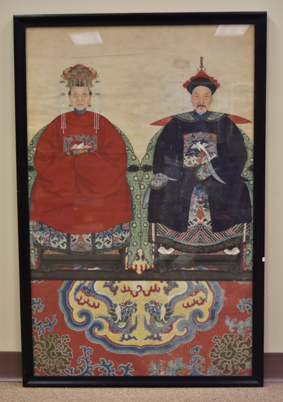 Appraisal: Chinese Qing Dynasty an ancestor portrait with a female and