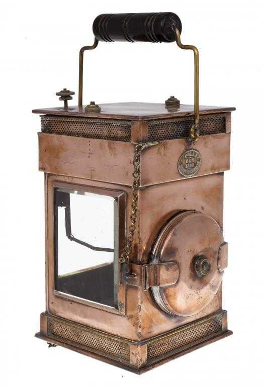 Appraisal: A VICTORIAN COPPER HAND LANTERN DATED of square pillar shape