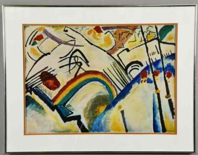 Appraisal: KANDINSKY LITHOGRAPHColorful abstract signed in the print LR Kandinsky famous