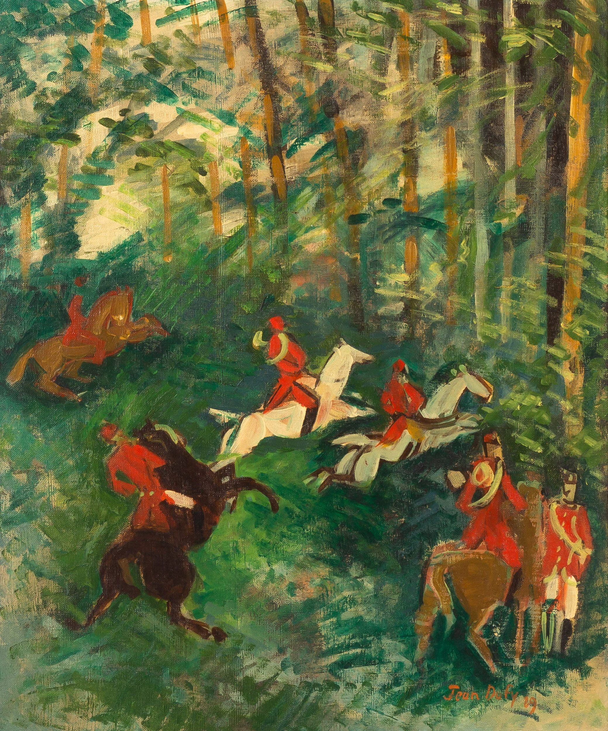 Appraisal: JEAN DUFY FRENCH - LES CAVALIERS AU BOIS Oil on