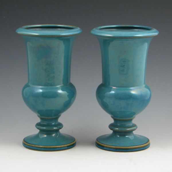 Appraisal: Pair of Roseville Rozane Pattern vases in semi-iridescent blue glaze