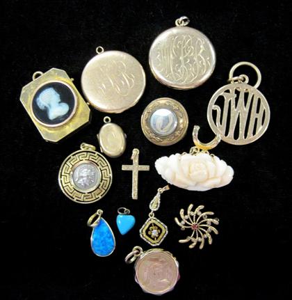 Appraisal: Group of seventeen necklaces pendants and earringsOf varying karat weight