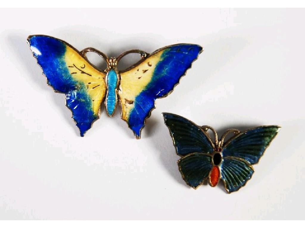 Appraisal: SILVER AND ENAMEL BUTTERFLY BROOCH with bright graduating colours from