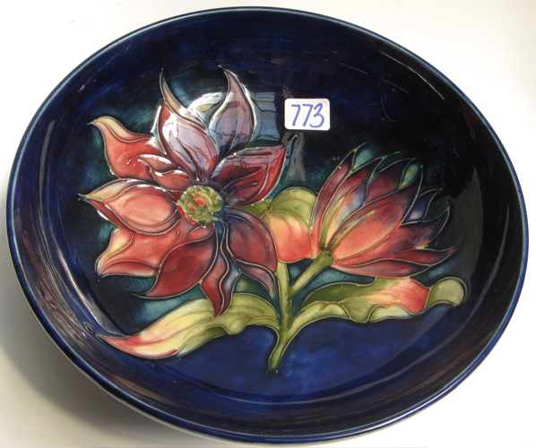 Appraisal: MOORCROFT GLAZED ART POTTERY BOWL - D stylized colorful flowers