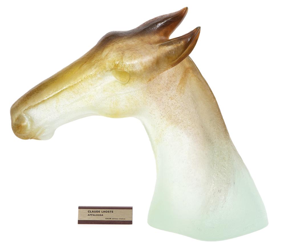 Appraisal: DAUM PATE DE VERRE GLASS APPALOOSA HORSE HEADDaum pate de