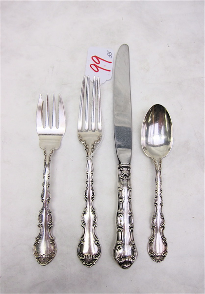 Appraisal: GORHAM STERLING SILVER FLATWARE SET fifty-five pieces in the Strasbourg