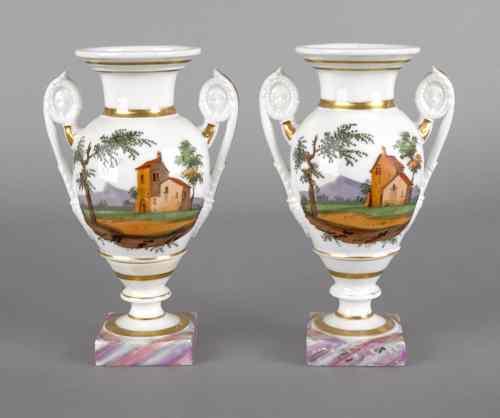 Appraisal: Pair of Paris porcelain urns ca h