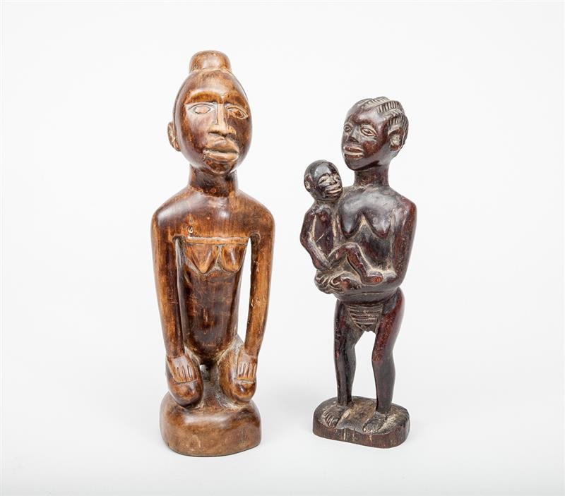 Appraisal: Luba Zaire Carved Wood Woman and Child and a Carved