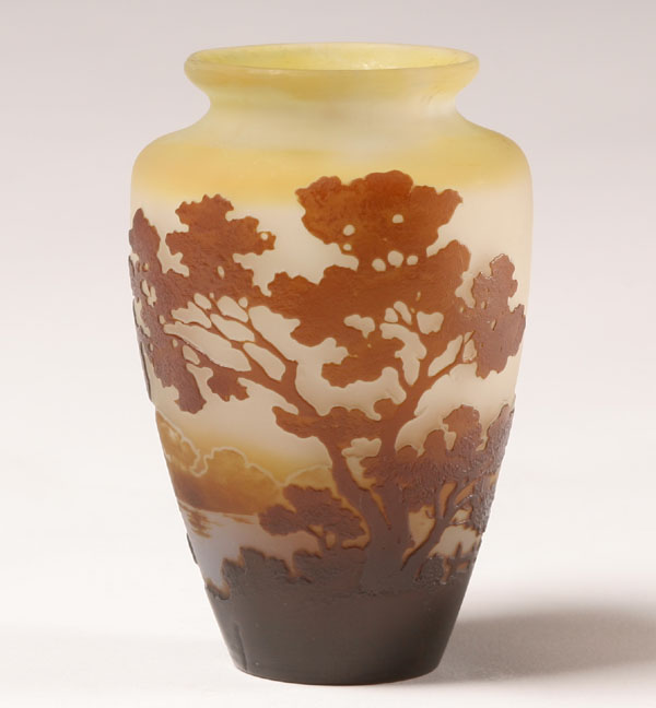 Appraisal: Emile Galle French cameo art glass vase with trees and