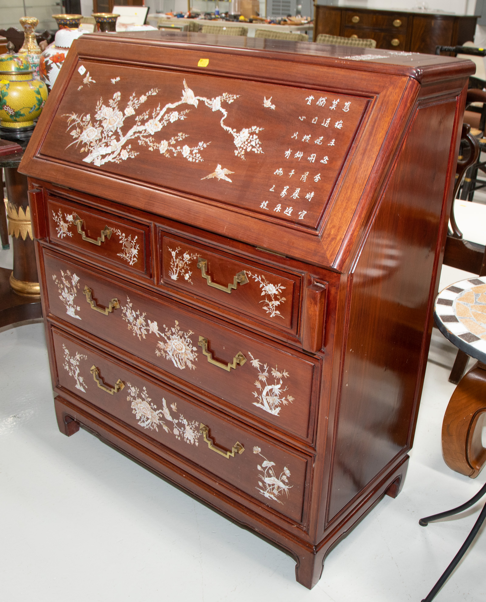 Appraisal: CHINESE EXPORT INLAID MAHOGANY DESK Late th century Mahogany or