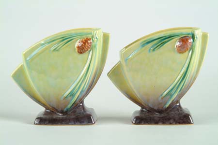 Appraisal: ROSEVILLE PINE CONE PAIR OF VASES Shape No Roseville mark