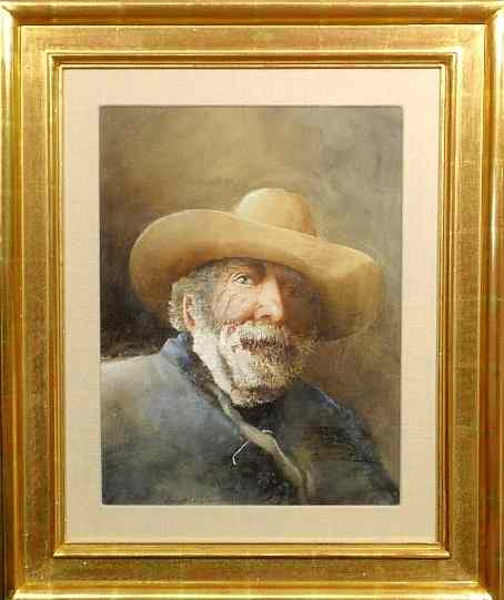 Appraisal: Shuptrine Hubert American - watercolor portrait of a bearded man