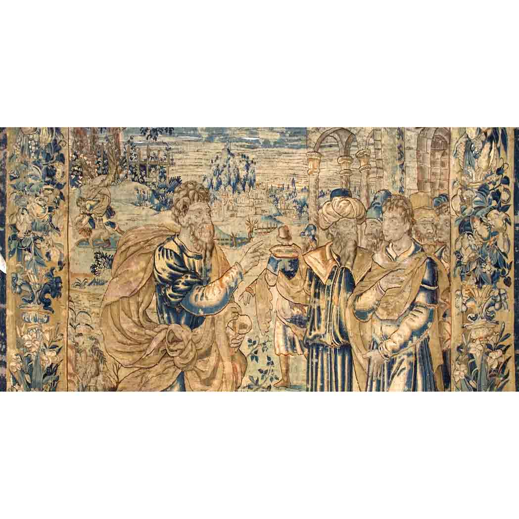 Appraisal: Flemish Tapestry Belgium Flanders th century Eight figures in the