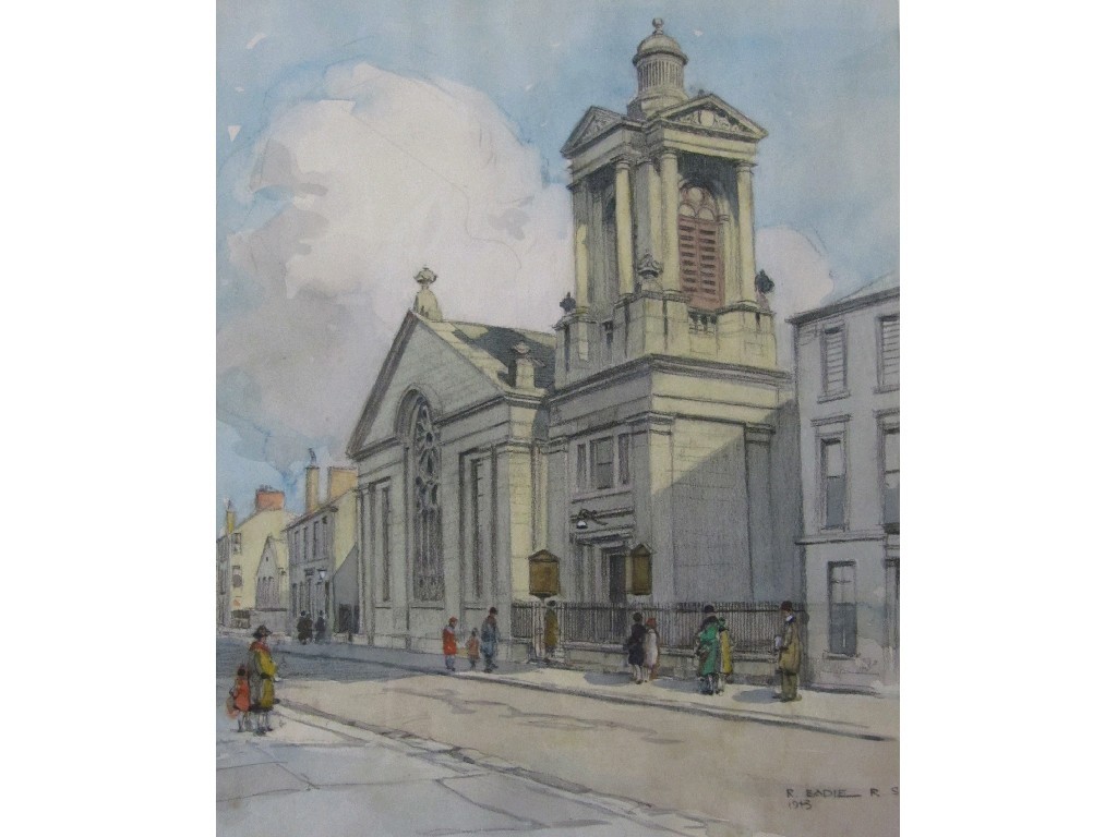 Appraisal: ROBERT EADIE RSW - Watercolour street scene with a church