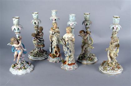 Appraisal: Group of German Sitzendorf porcelain candlesticks late th early th