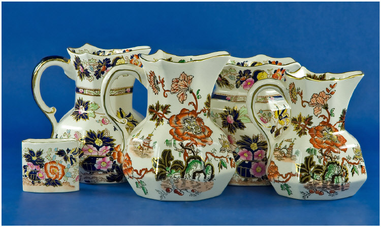 Appraisal: Masons Ironstone Comprising Two Golden Azalea Jugs And Two Mandarin