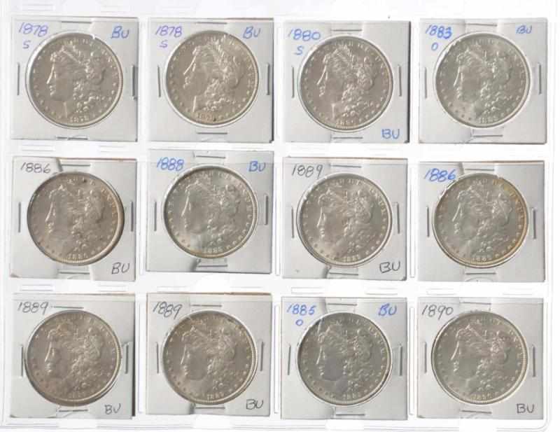 Appraisal: Lot of Morgan Silver Dollars BU Description S to O