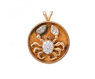 Appraisal: Ladies K Yellow Gold Diamond Zodiac Pendant Ladies k yellow