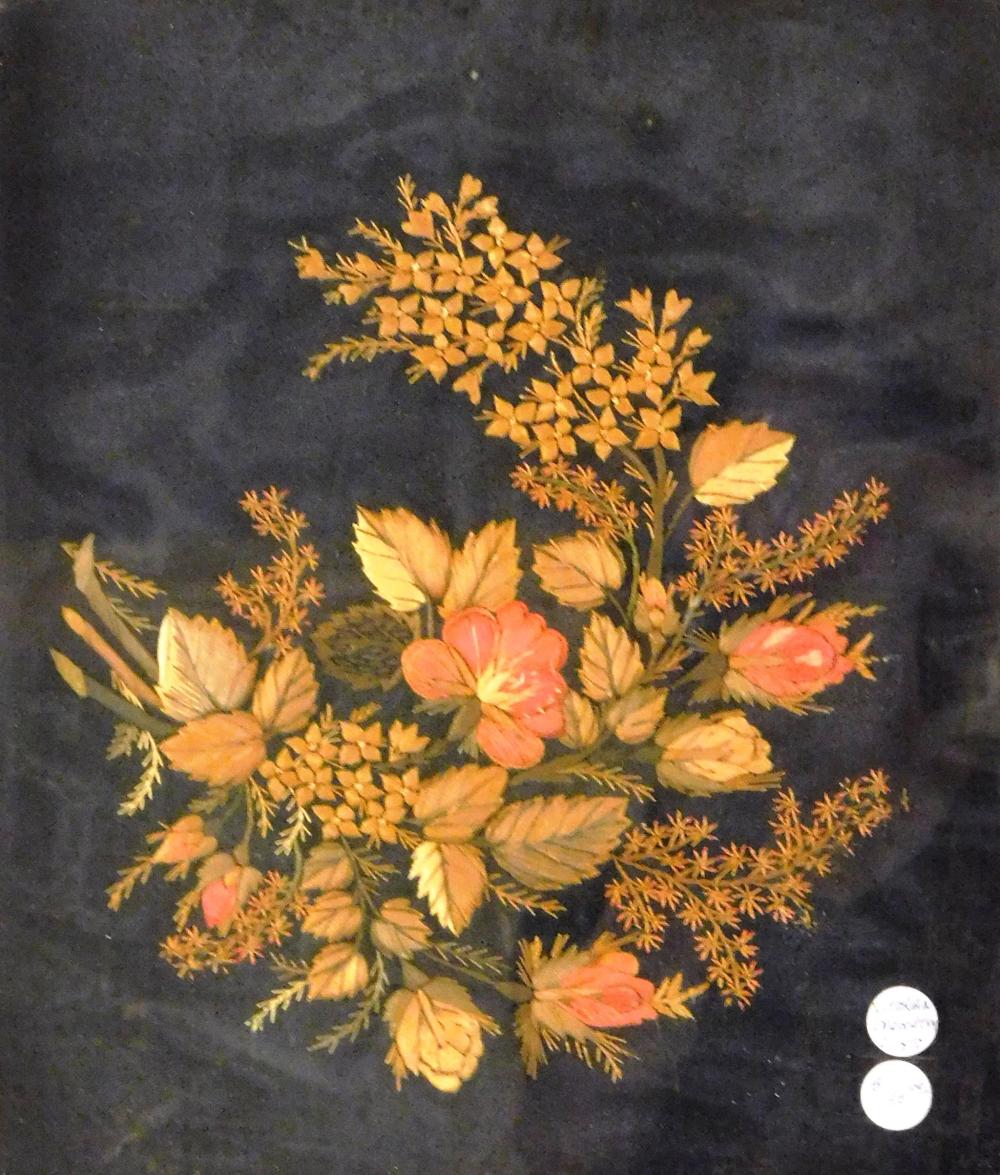 Appraisal: Victorian embroidery c silk thread on fabric ground depicts a