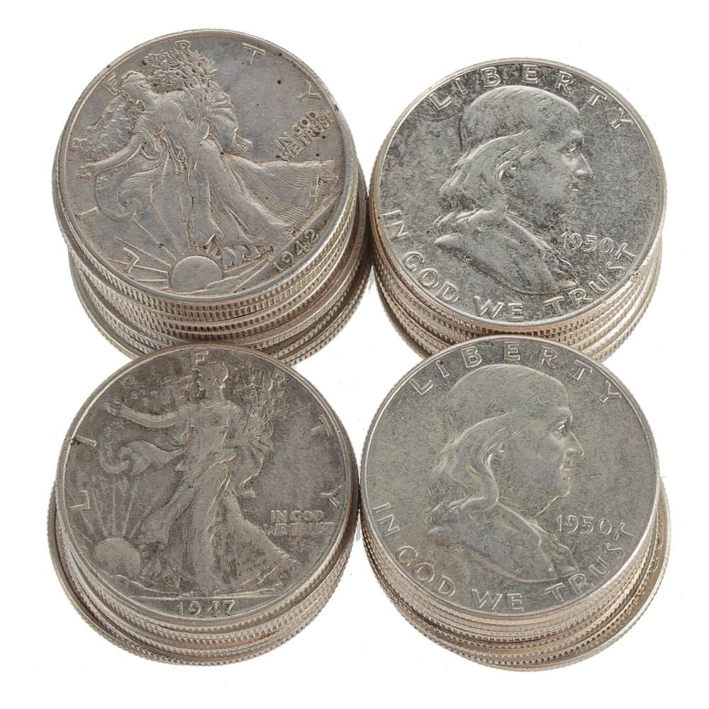 Appraisal: Silver Halves - Franklin Walkers Many of these are much