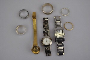 Appraisal: Three wristwatches to w a ct gold wedding band two