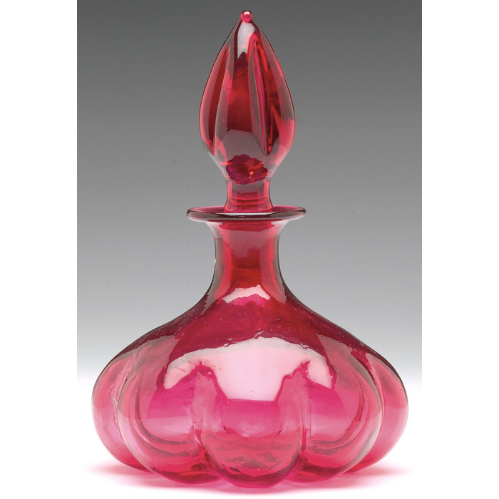 Appraisal: Steuben perfume bottle with stopper melon form in amethyst glass