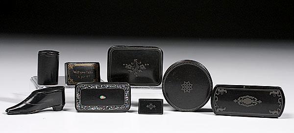 Appraisal: EIGHT INLAID SNUFF BOXES English and Continental th century various