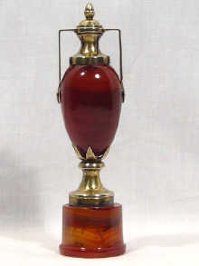 Appraisal: A silver gilt mounted cornelian decorative object in the form