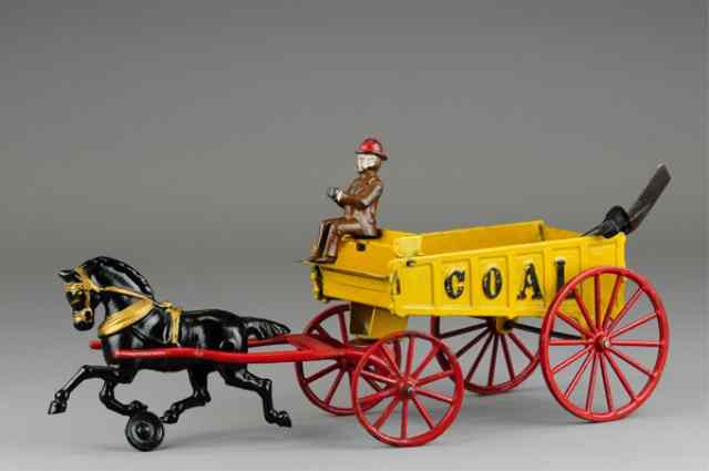 Appraisal: HUBLEY HORSE DRAWN COAL WAGON Cast iron a very colorful