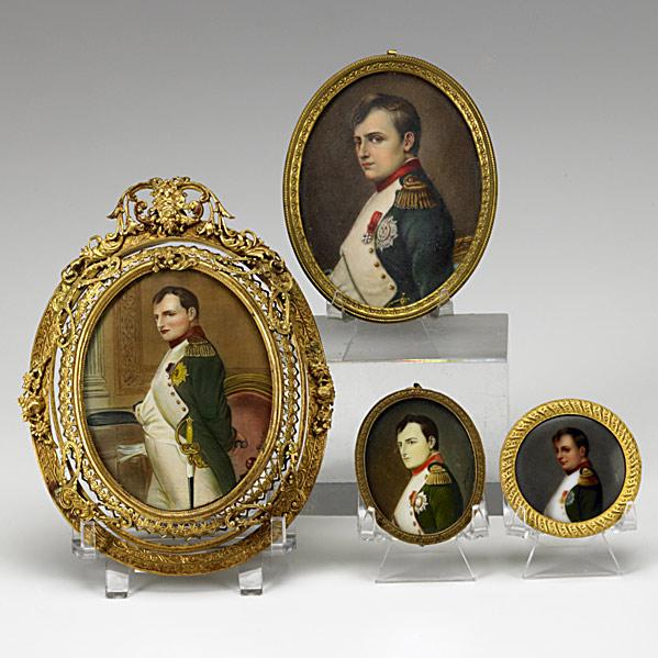 Appraisal: FOUR NAPOLEONIC MINIATURE PAINTINGSThree on ivory one on porcelain th