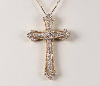 Appraisal: K YELLOW GOLD DIAMOND CROSS PENDANT NECKLACE HAVING CTW DIAMONDS