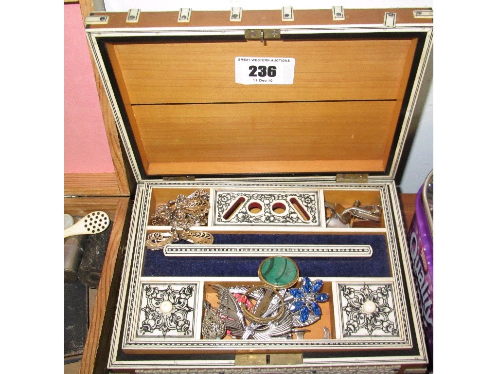 Appraisal: Lot comprising Eastern jewellery box and a quantity of costume