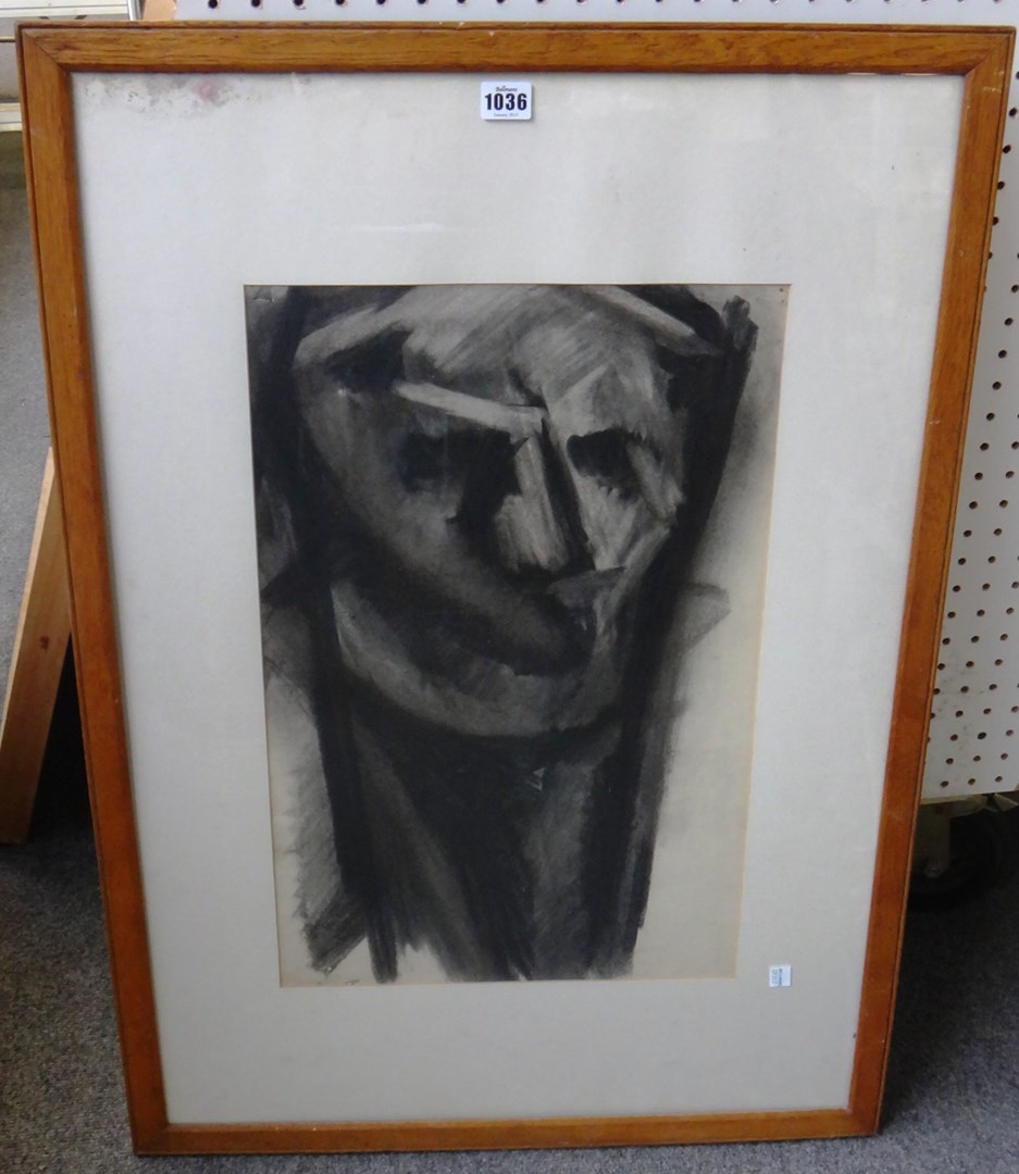 Appraisal: Mario Dubsky - Head study charcoal dated Aug ' cm